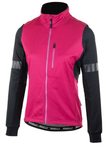 Ultralekka, damska kurtka rowerowa Rogelli TRANSITION bez ocieplenia, różowo-czarna