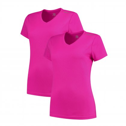 Funkcjonalne koszulki Rogelli PROMOTION LADY damskie - 2 szt. różne rozmiary, różowe odblaskowe